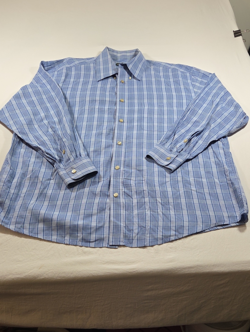 Orvis Classic Blue Plaid Long-Sleeve Men's Button-Down Shirt Cotton Windowpane